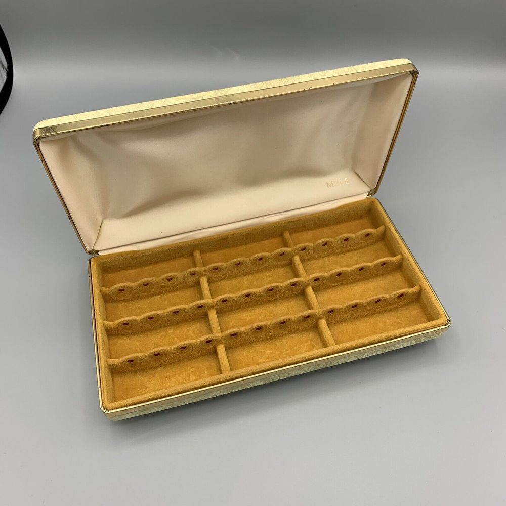 Vintage Mele Earring Jewelry Hard Travel Case Cream Rose Design Granny Core MCM